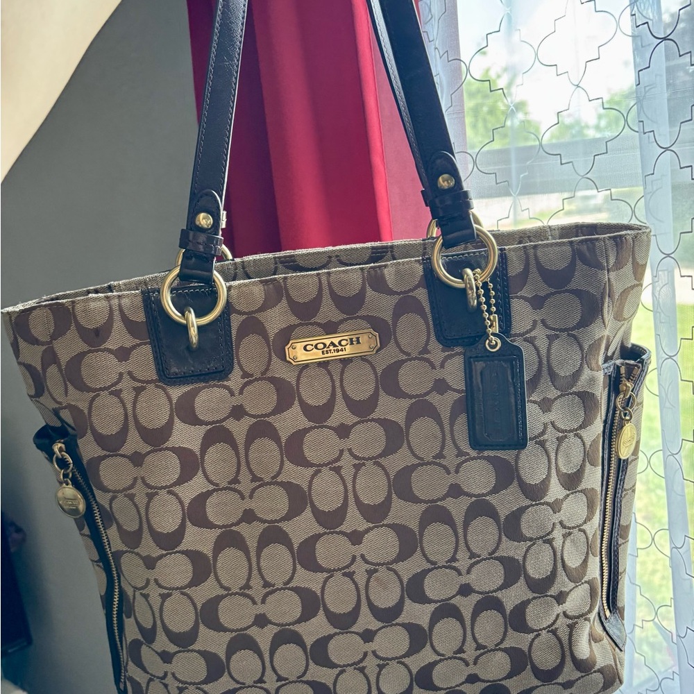 Coach Tan and Brown Signature Tote